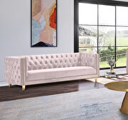 Pink velvet / gold nailheads stylish sofa by Meridian additional picture 2