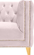 Pink velvet / gold nailheads stylish sofa by Meridian additional picture 3