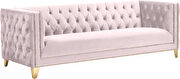 Pink velvet / gold nailheads stylish sofa by Meridian additional picture 6