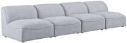 Modular style gray linen fabric 4pcs sofa by Meridian additional picture 7