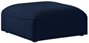 Modular style navy blue linen fabric ottoman additional photo 4 of 3