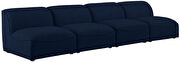 Modular style navy blue linen fabric 4pcs sofa by Meridian additional picture 7