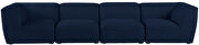 Modular style navy blue linen fabric 4pcs sofa by Meridian additional picture 6