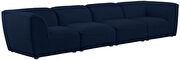Modular style navy blue linen fabric 4pcs sofa by Meridian additional picture 8