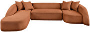 Curved back and arms 3pcs sectional sofa in cognac fabric by Meridian additional picture 2