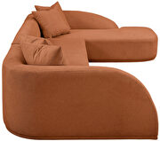 Curved back and arms 3pcs sectional sofa in cognac fabric by Meridian additional picture 5