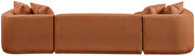 Curved back and arms 3pcs sectional sofa in cognac fabric by Meridian additional picture 8