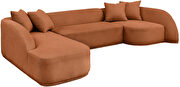 Curved back and arms 3pcs sectional sofa in cognac fabric by Meridian additional picture 9