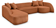 Curved back and arms 3pcs sectional sofa in cognac fabric by Meridian additional picture 10