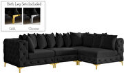4pcs modular black velvet deep tufted sectional couch by Meridian additional picture 12