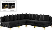 5pcs modular black velvet deep tufted sectional couch by Meridian additional picture 9