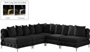 5pcs modular black velvet deep tufted sectional couch by Meridian additional picture 10