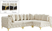 4pcs modular cream velvet deep tufted sectional couch by Meridian additional picture 12