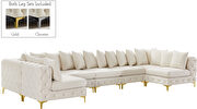 7pcs modular cream velvet deep tufted sectional couch by Meridian additional picture 12