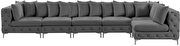 6pcs modular gray velvet deep tufted sectional couch by Meridian additional picture 11
