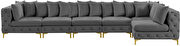 6pcs modular gray velvet deep tufted sectional couch by Meridian additional picture 12