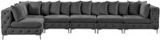 6pcs modular gray velvet deep tufted sectional couch by Meridian additional picture 13