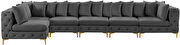6pcs modular gray velvet deep tufted sectional couch by Meridian additional picture 14