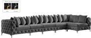 6pcs modular gray velvet deep tufted sectional couch by Meridian additional picture 15