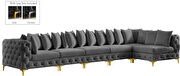 6pcs modular gray velvet deep tufted sectional couch by Meridian additional picture 16