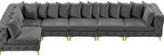 6pcs modular gray velvet deep tufted sectional couch by Meridian additional picture 6