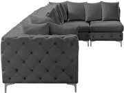 6pcs modular gray velvet deep tufted sectional couch by Meridian additional picture 7