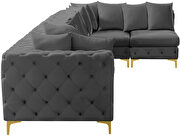 6pcs modular gray velvet deep tufted sectional couch by Meridian additional picture 8