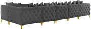 6pcs modular gray velvet deep tufted sectional couch by Meridian additional picture 10