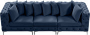 Modular style deep tufted velvet 3pcs sofa by Meridian additional picture 8