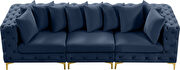 Modular style deep tufted velvet 3pcs sofa by Meridian additional picture 9