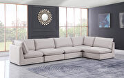 Linen textured comfy 5pcs modular sectional by Meridian additional picture 7