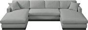 Gray linen fabric stylish modern sectional by Meridian additional picture 13