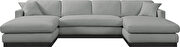 Gray linen fabric stylish modern sectional by Meridian additional picture 14