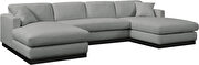 Gray linen fabric stylish modern sectional by Meridian additional picture 15