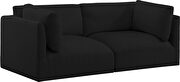 Modular low-profile black velvet fabric 2pcs couch additional photo 2 of 7