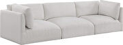Modular low-profile cream velvet fabric 3pcs couch by Meridian additional picture 8