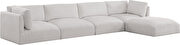 5pcs low profile modular sectional in cream velvet by Meridian additional picture 13