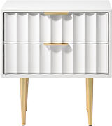 White stylish nightstand w/ golden handles and legs by Meridian additional picture 3
