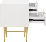 White stylish nightstand w/ golden handles and legs by Meridian additional picture 4