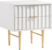 White stylish nightstand w/ golden handles and legs by Meridian additional picture 8