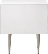 White stylish nightstand w/ silver handles and legs by Meridian additional picture 6