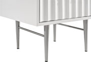 White stylish nightstand w/ silver handles and legs by Meridian additional picture 8