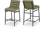 Contemporary bar stool in olive vegan leather by Meridian additional picture 7