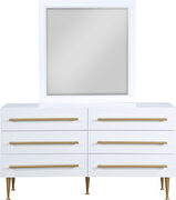 White contemporary style dresser w/ gold handles by Meridian additional picture 3