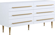 White contemporary style dresser w/ gold handles by Meridian additional picture 5