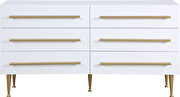 White contemporary style dresser w/ gold handles by Meridian additional picture 6