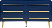 Navy blue contemporary style dresser w/ gold handles by Meridian additional picture 3