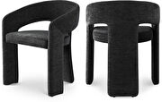 Contemporary soft black plush fabric dining chair by Meridian additional picture 7