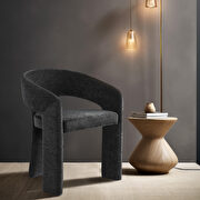 Contemporary soft black plush fabric dining chair by Meridian additional picture 8