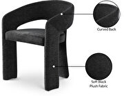 Contemporary soft black plush fabric dining chair by Meridian additional picture 9